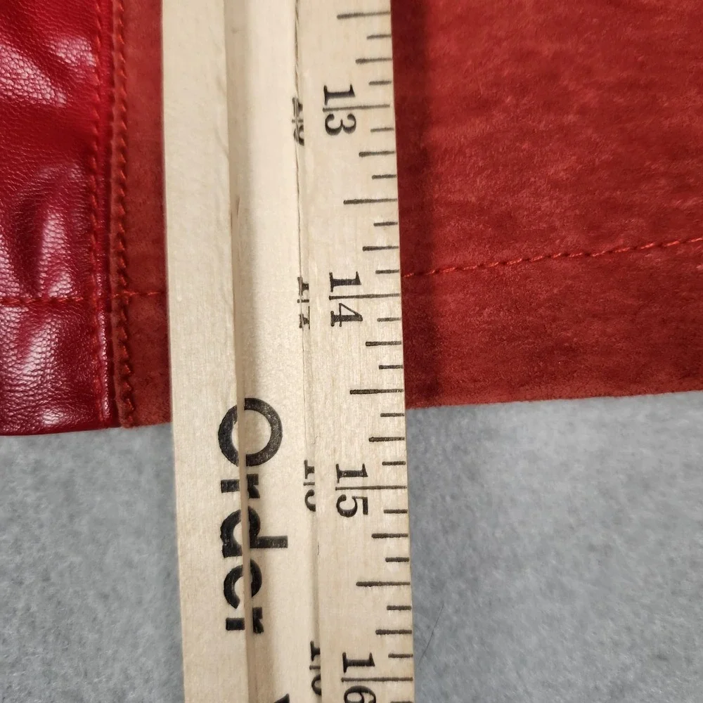 Forever 21 Skirt‎ Womens 28 Red Leather Patchwork Snap Button Front Mini Lined